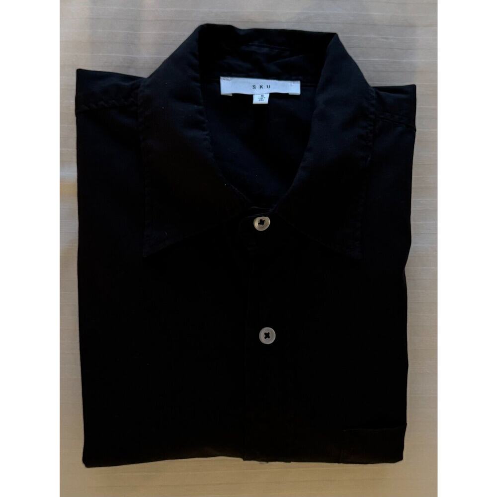 S K U Men's 100% Cotton L/S Dress Shirt Size S Black A+